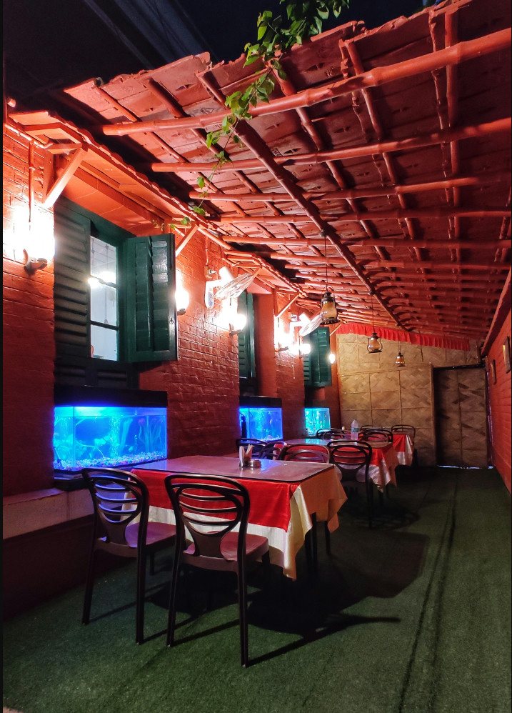 Outdoor dining at night